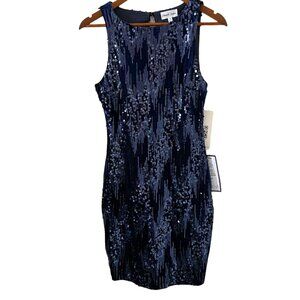 Emerald Sundae NEW Velvet Sleeveless Sequin Dress In Navy Blue Size M